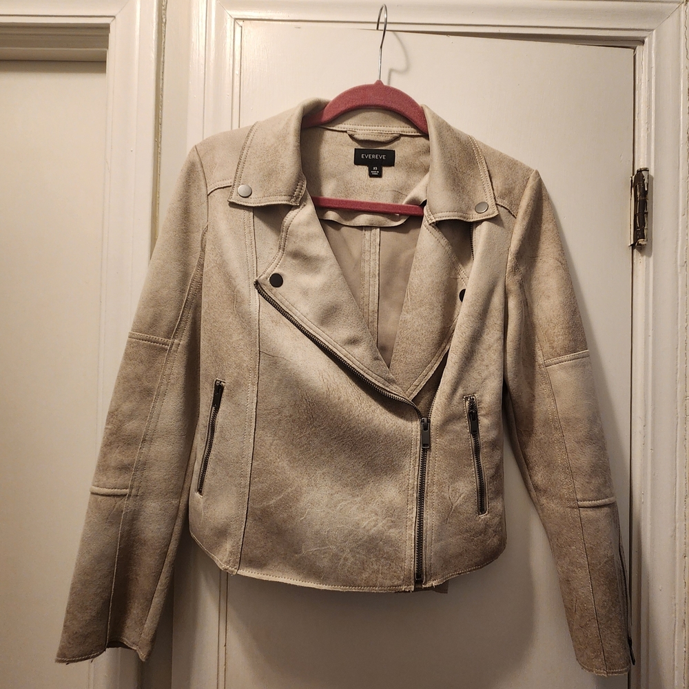 Evereve "Marren" Women's Cream Faux Suede Moto Jacket XS